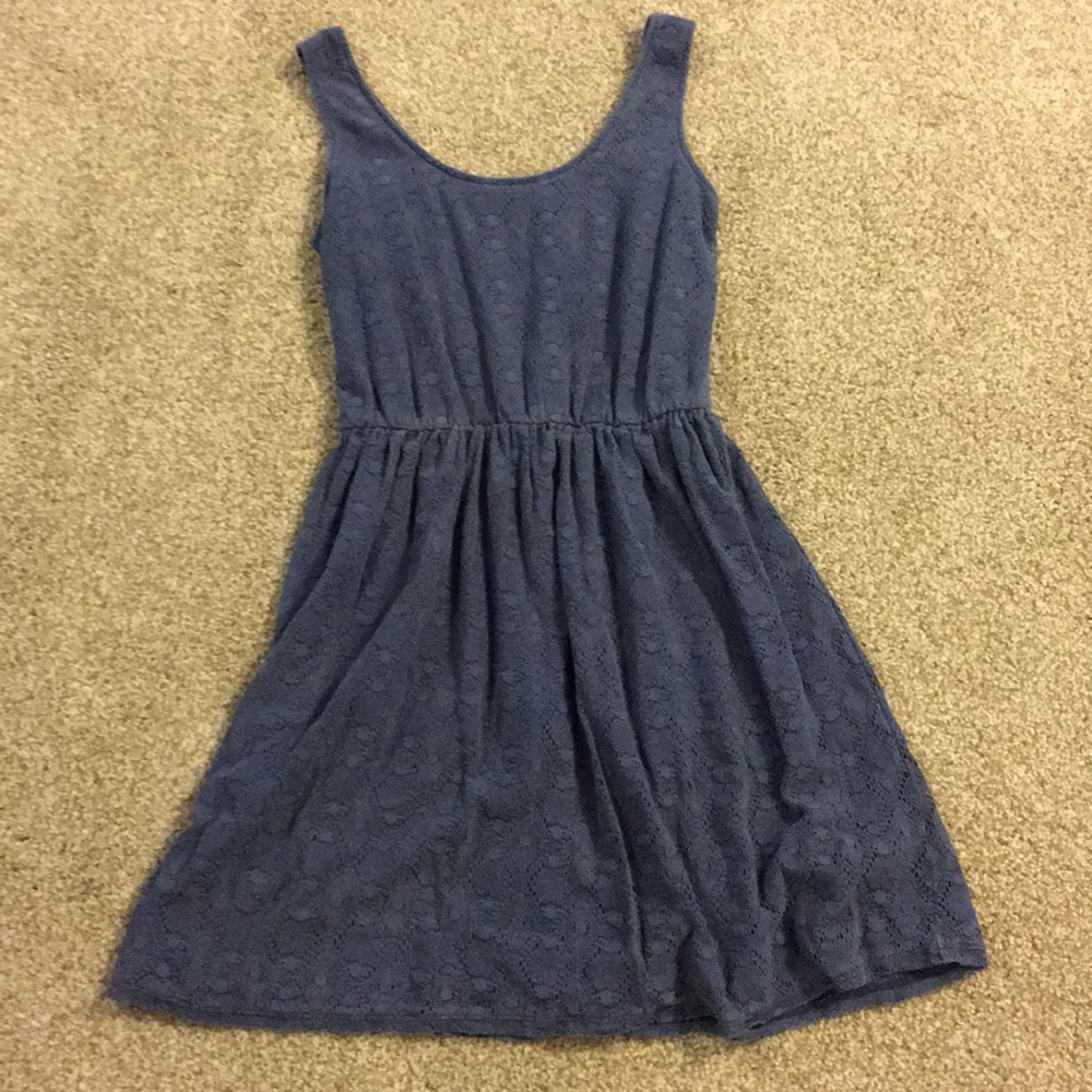 Blue Sleeveless Lace Dress